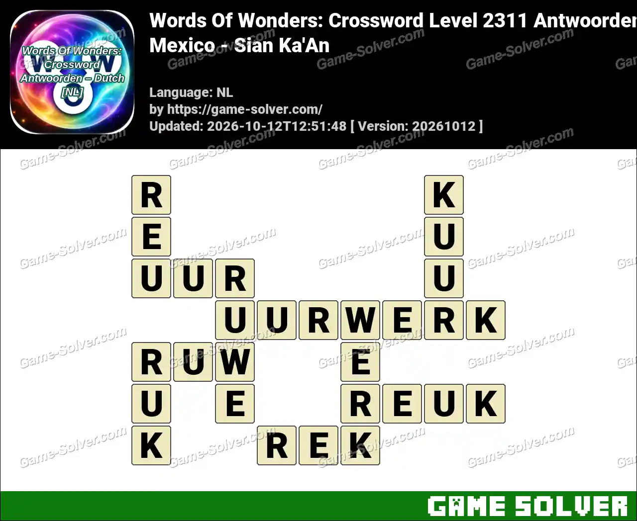 Words Of Wonders: Crossword Level 2311 Antwoorden – Mexico – Sian Ka’An